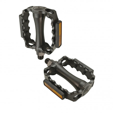 PEDALE VTT ALU OPTIMIZ MONOBLOC NOIRE 9/16 (PR) (CALE-PIEDS ADAPTABLE)
