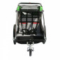 Remorque velo enfant - poussette couverte 2 places en alu maxi 36kg colori vert avec roues 20" -fixation axe de roue - livre