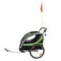 Remorque velo enfant - poussette couverte 2 places en alu maxi 36kg colori vert avec roues 20" -fixation axe de roue - livre