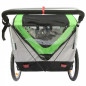 Remorque velo enfant - poussette couverte 2 places en alu maxi 36kg colori vert avec roues 20" -fixation axe de roue - livre