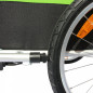 Remorque velo enfant - poussette couverte 2 places en alu maxi 36kg colori vert avec roues 20" -fixation axe de roue - livre