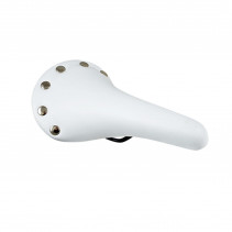 SELLE ROUTE/FIXIE IMITATION CUIR BLANC RIVET INOX