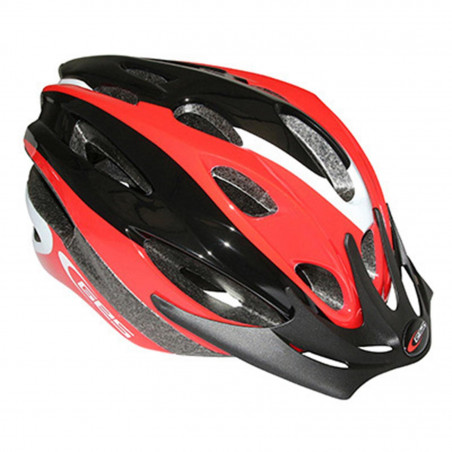 CASQUE VELO ADULTE GES VTT ROCKET ROUGE-NOIR-BLANC TAILLE 58-62 AVEC VISIERE ET SYSTEM QUICK LOCK (VENDU EN BOITE)