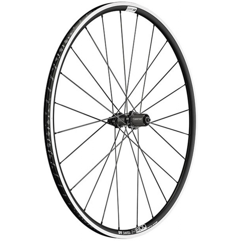 Roue route 700 dt swiss p1800-23 performance arriere cassette Shimano-Sram 11-10v. noir a pneu (hauteur jante 23mm)