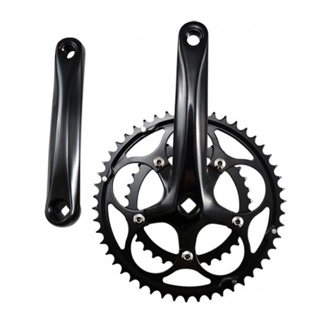 PEDALIER ROUTE COMPACT 50-34D L170 LASCO NOIR ALU 8/9/10V (AXE CARRE 111MM)