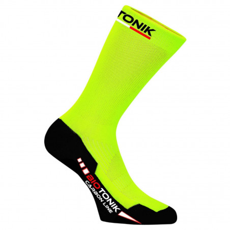 CHAUSSETTES-SOCQUETTES ETE BIOTONIK JAUNE FLUO-NOIR AVEC RENFORTS CARBONE 43-46 (PAIRE)