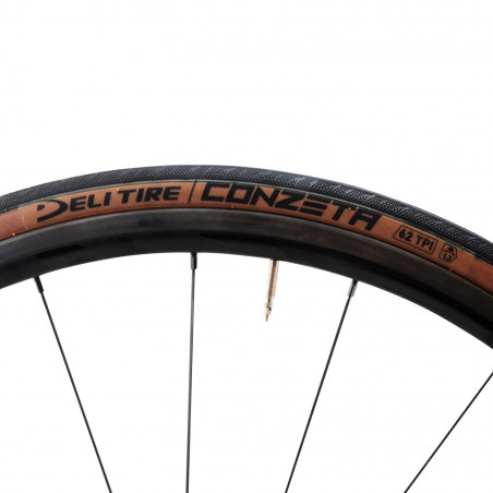 Pneu route 700x25 ts Deli conzeta anti crevaison 1.3mm noir/marron tan sa-249 (25-622)