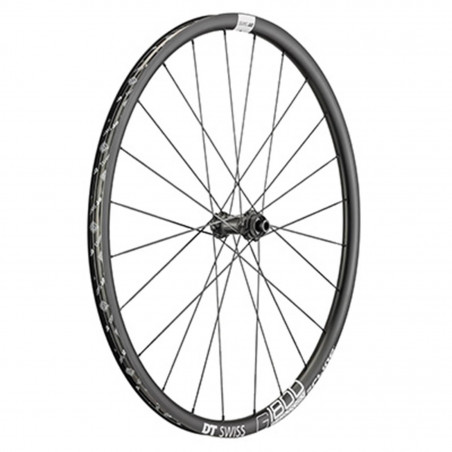 Roue route 700 dt swiss g1800-25 gravel spline disc centerlock axe 12-100mm avant noir (hauteur jante 25mm) avec adaptateur