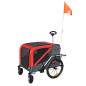 Remorque velo utilitaire maxi 45kg colori rouge avec roues 20" fixation axe de roue arriere - fond metal renforce pour