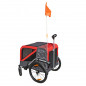 Remorque velo utilitaire maxi 45kg colori rouge avec roues 20" fixation axe de roue arriere - fond metal renforce pour