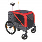 Remorque velo utilitaire maxi 45kg colori rouge avec roues 20" fixation axe de roue arriere - fond metal renforce pour