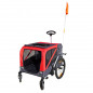 Remorque velo utilitaire maxi 45kg colori rouge avec roues 20" fixation axe de roue arriere - fond metal renforce pour