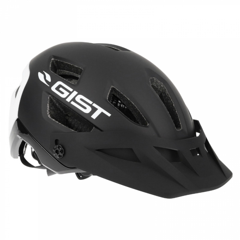 CASQUE VELO ADULTE GIST VTT KOP NOIR ARRIERE BLANC IN-MOLD TAILLE 53-59 AVEC VISIERE REGLABLE EN 3 POSITIONS ET FIT-SYSTEM