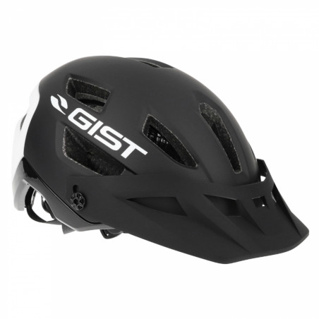 CASQUE VELO ADULTE GIST VTT KOP NOIR ARRIERE BLANC IN-MOLD TAILLE 53-59 AVEC VISIERE REGLABLE EN 3 POSITIONS ET FIT-SYSTEM