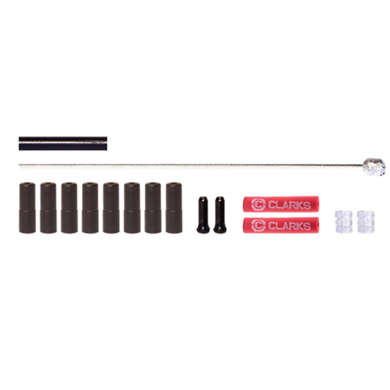 TRANSMISSION DERAILLEUR ROUTE/VTT CLARKS INOX NOIR (2 CABLES INOX/GAINES/BUTEES/EMBOUTS)