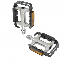 PEDALE VTT ALU OPTIMIZ ARGENT/NOIR (PR) (CALE-PIEDS ADAPTABLE)