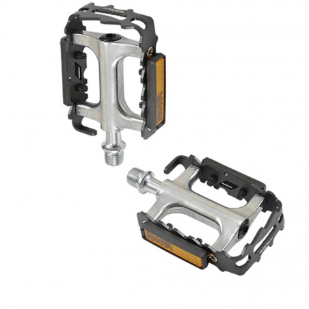 PEDALE VTT ALU OPTIMIZ ARGENT/NOIR (PR) (CALE-PIEDS ADAPTABLE)