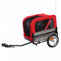 Remorque velo utilitaire maxi 40kg colori rouge avec roues 12" fixation axe de roue arriere - pour transport chien-bagage - 2