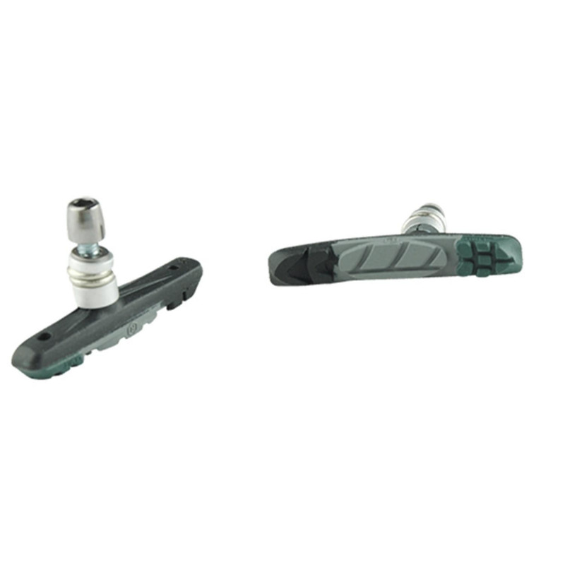 Porte patin vtt optimiz a vis v-brake asymetrique 72mm tri-gomme noir/rouge/vert (2 pr)