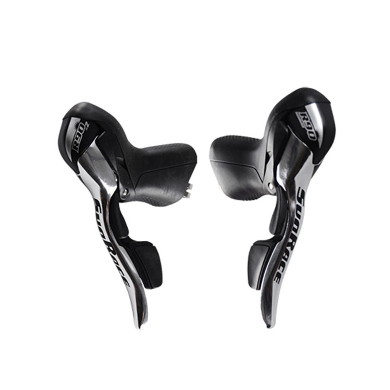 LEVIER/MANETTE ROUTE  9V. SUNRACE R91 COMPATIBLE SHIMANO DOUBLE NOIR/ARGENT (PR)