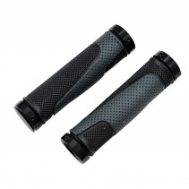 POIGNEE VELO OPTIMIZ LOCK ON DOUBLE NOIR/ARGENT TRIPLE DENSITE 130MM (PR)