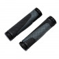 POIGNEE VELO OPTIMIZ LOCK ON DOUBLE NOIR/ARGENT TRIPLE DENSITE 130MM (PR)
