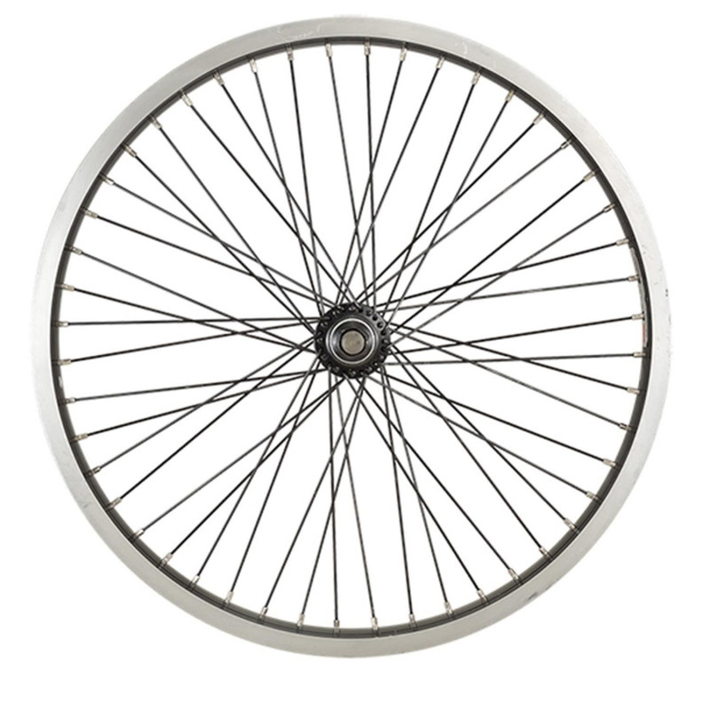 Roue bmx 20" av ecrou axe plein jante noir as7x. moyeu noir axe 10mm 48t