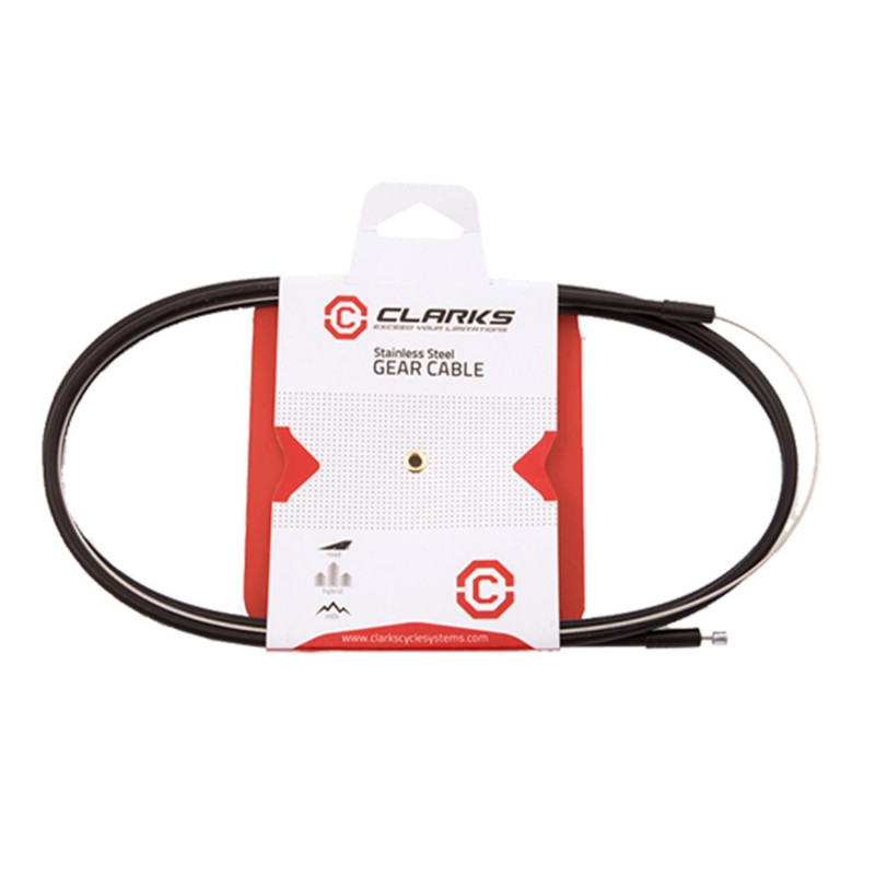 TRANSMISSION DERAILLEUR ROUTE/VTT CLARKS INOX NOIR (1 CABLE INOX/GAINE)