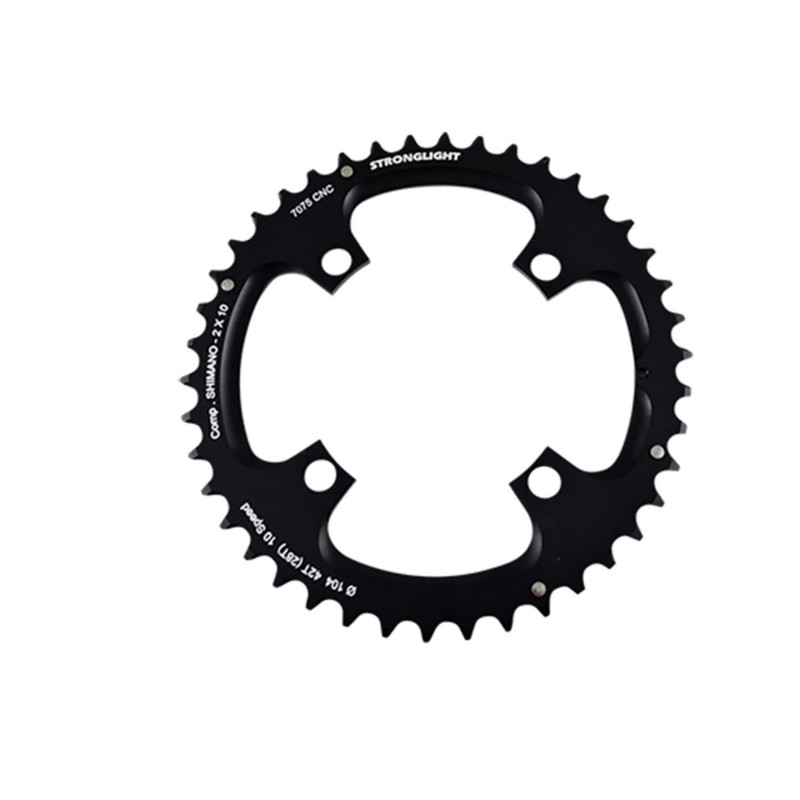 PLATEAU VTT DOUBLE DIAM 104 EXTER 42DTS NOIR 4 BR. ALU 7075 STRONG COMP. SHIMANO 10V