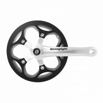 PEDALIER ROUTE STRONGLIGHT 8V. IMPACT R ARGENT 170mm 46dts AVEC CARTER POUR TRANSMISSION SANS TENDEUR DE CHAINE POUR MOYEUX