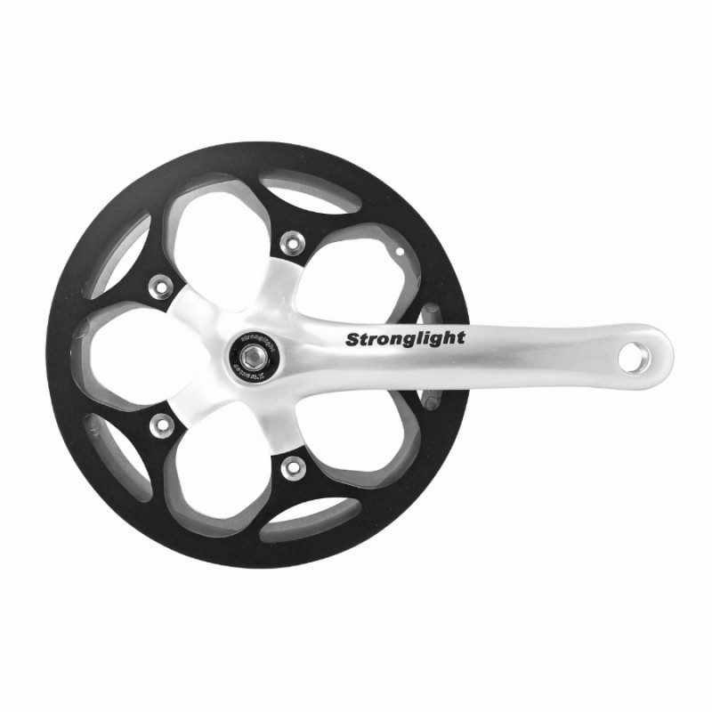 PEDALIER ROUTE STRONGLIGHT 8V. IMPACT R ARGENT 170mm 46dts AVEC CARTER POUR TRANSMISSION SANS TENDEUR DE CHAINE POUR MOYEUX