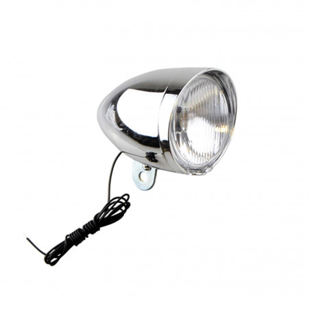 ECLAIRAGE  VELO AV/PROJECTEUR HALOGENE POUR DYNAMO TYPE HOLLANDAIS CHROME