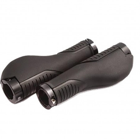 POIGNEE VELO CLARKS LOCK ON DOUBLE ERGONOMIQUE NOIR 130MM AVEC BOUCHON (PR)