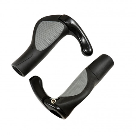 POIGNEE VELO CLARKS ERGONOMIQUE AVEC EMBOUT NOIR/GRIS 130MM (PR)