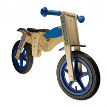 VELO  SANS PEDALE EN BOIS "DRAISIENNE" -STYLE MOTO- BLEU DES 20 MOIS A 4 ANS