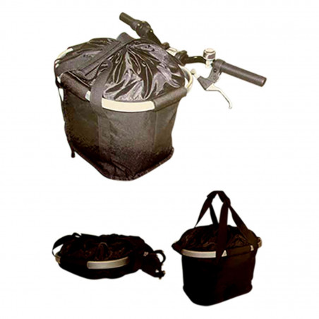 PANIER AV A CLIPS PLIABLE TISSUS AVEC ANSE NOIR (FIXATION CINTRE DIAM. 22/25.4MM)
