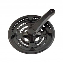 PEDALIER VTT TRIPLE 48-38-28D L152 20"/24" ACIER NOIR (MANIVELLES PLASTIFIEES)