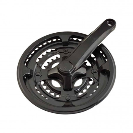 PEDALIER VTT TRIPLE 48-38-28D L152 20"/24" ACIER NOIR (MANIVELLES PLASTIFIEES)