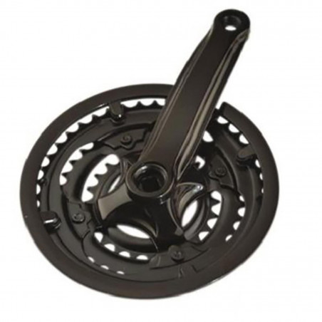PEDALIER VTT TRIPLE 42-34-24D L152 20"/24" ACIER NOIR (MANIVELLES PLASTIFIEES)