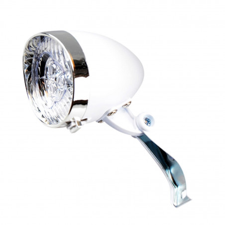 ECLAIRAGE VELO PILE AV OPTIMIZ BLANC 3 LEDS BLANCHE STYLE RETRO (FIXATION FOURCHE)
