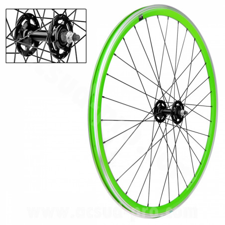 Roue avant Velox 700c fixie verte alu 30mm