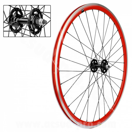 Roue avant Velox 700c fixie rouge alu 30mm