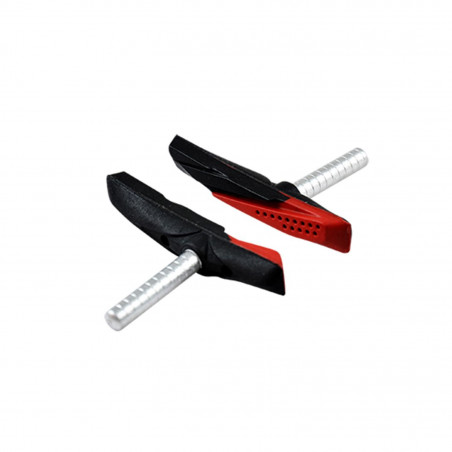 Porte patin vtt optimiz a tige asymetrique 72mm bi-gomme noir/rouge (pr)
