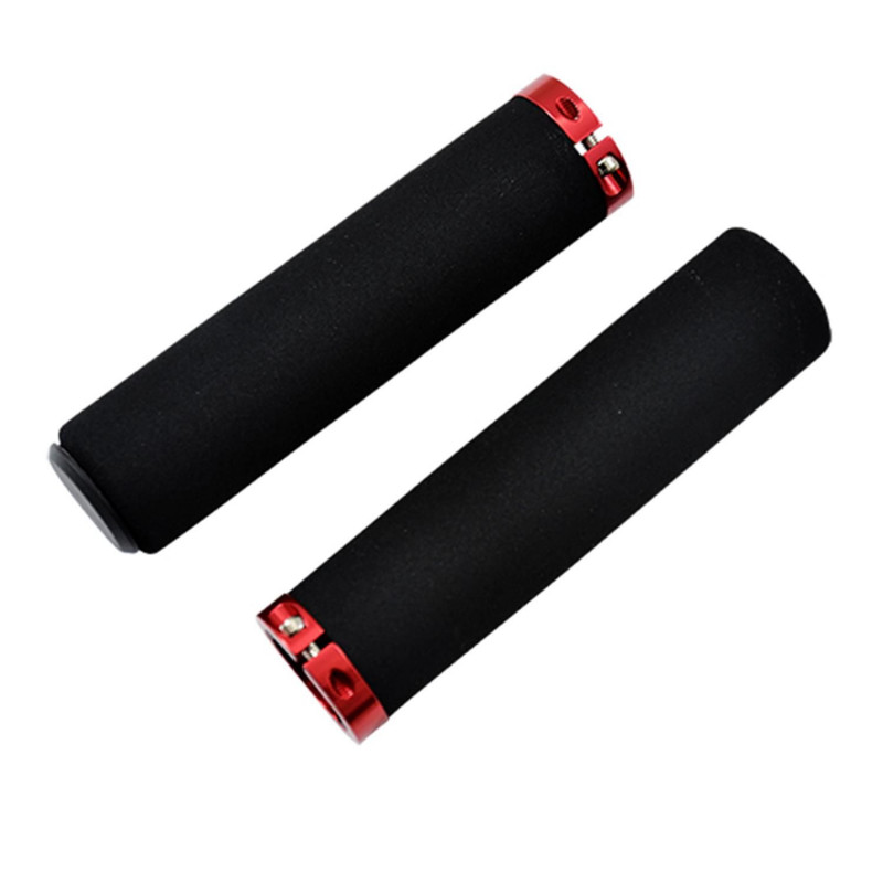 POIGNEE VELO OPTIMIZ LOCK ON SIMPLE MOUSSE CONFORT ROUGE AVEC BOUCHON 130MM (PR)