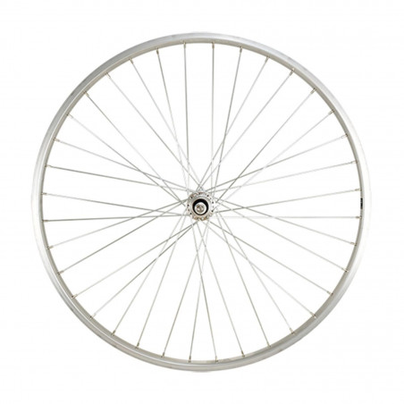 Roue vtc 28" ar ecrou axe plein jante argent mach1 m110.moy.miche.a visser 5/6/7v v-br.36t