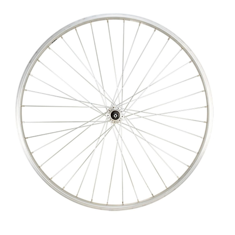 Roue vtc 28" ar blocage jante argent mach1 m110. moy.miche mag.a visser 5/6/7v v-brake 36t