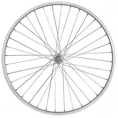 Roue vtc 28" av blocage jante argent mach1 m110. moyeu miche magnum v-brake 36t