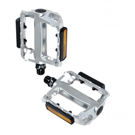 PEDALE VTT ALU OPTIMIZ MONOBLOC ARGENT D9/16 (PR) (CALE-PIEDS ADAPTABLE)