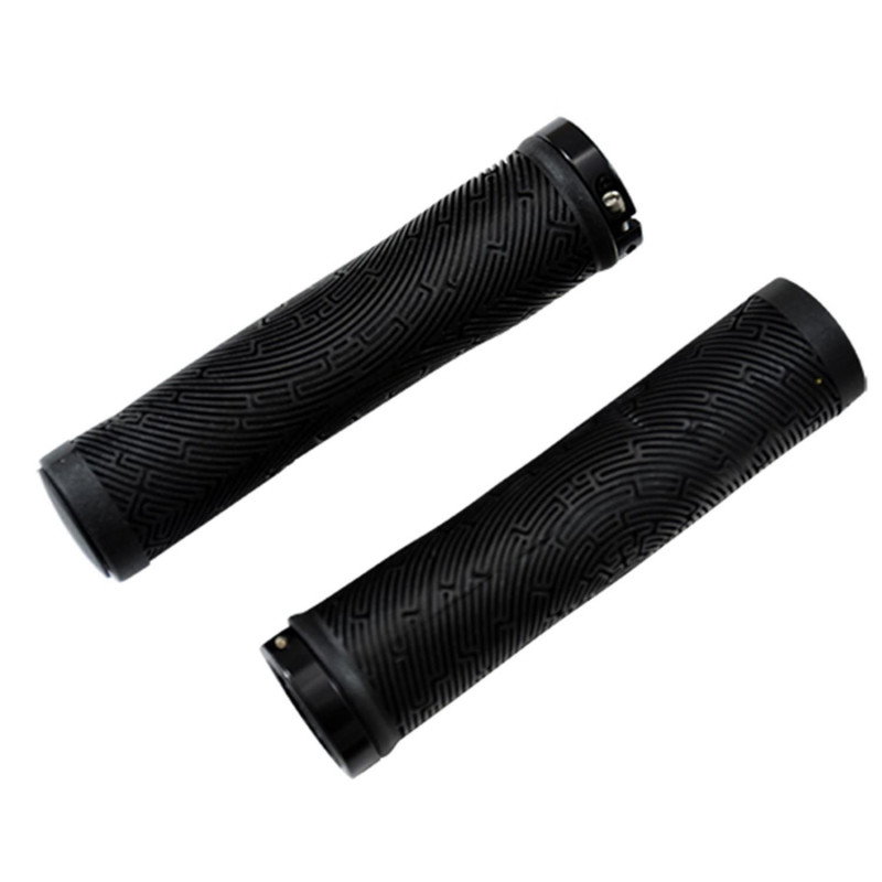 POIGNEE VELO OPTIMIZ LOCK ON SIMPLE CAOUTCHOUC LAMELLE NOIR 132MM (PR)
