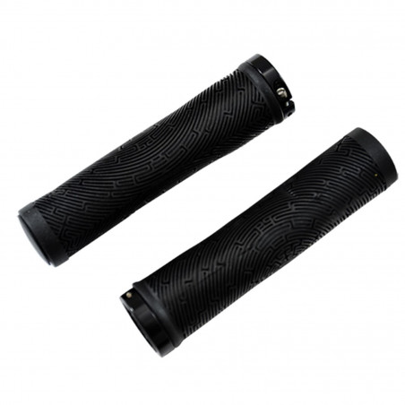 POIGNEE VELO OPTIMIZ LOCK ON SIMPLE CAOUTCHOUC LAMELLE NOIR 132MM (PR)